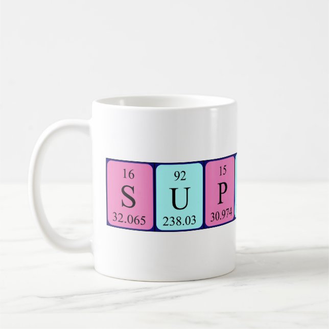 Taza De Café Mugre de nombre de tabla periódica de superestrell (Izquierda)