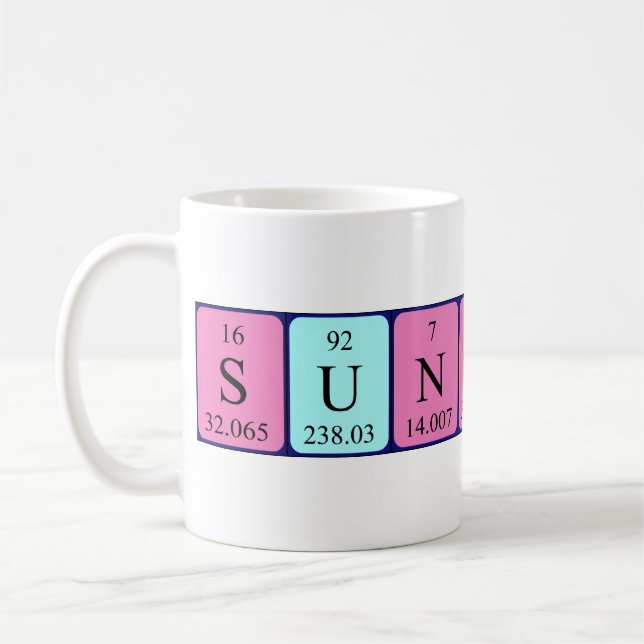 Taza De Café Mugre de nombre de tabla periódica Sunshine (Izquierda)