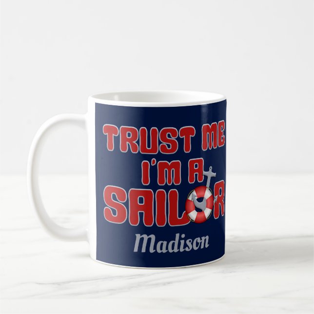 Taza De Café mugre de nombre personalizado de SAILOR (Izquierda)