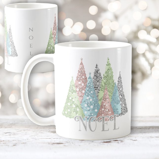 Taza De Café Mugre de nombre personalizado Glam Elegant Tree (Christmas Tree Elegant Glam Custom Name mug)