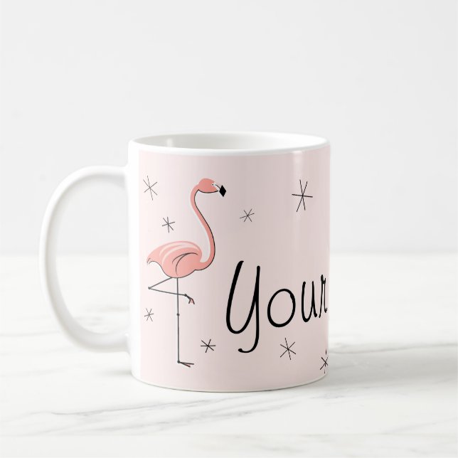 Taza De Café Mugre de 'nombre' rosa de Flamingo (Izquierda)