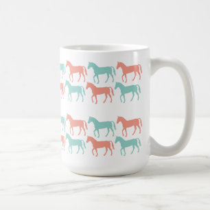 Taza De Café Mugre de patrón de caballo coral y Verde azulado