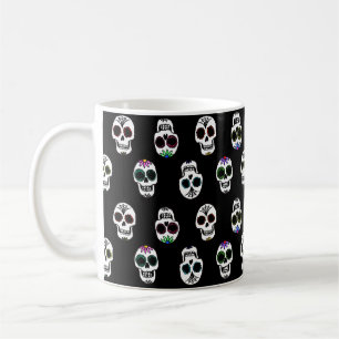 Taza De Café Mugre de patrón de cráneo de azúcar