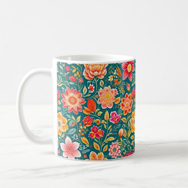 Taza De Café Mugre de patrón de flor (Izquierda)
