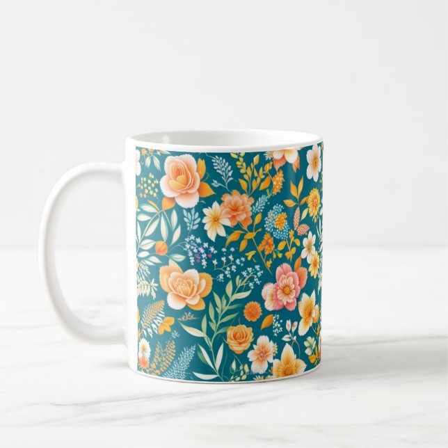 Taza De Café Mugre de patrón de flor (Izquierda)