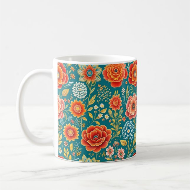 Taza De Café Mugre de patrón de flor (Izquierda)