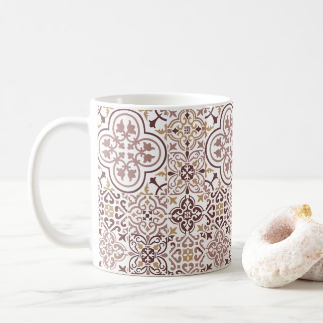 Taza De Café Mugre de patrón de teja marrón marroquí (Con donut)