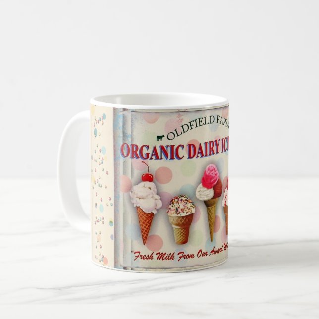 Taza De Café Mugre de señalización de heladería de época (Anverso izquierdo)
