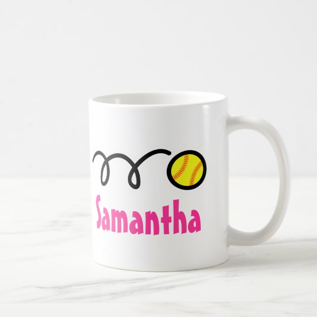 Taza De Café Mugre de softball personalizada con nombre de pers (Derecha)