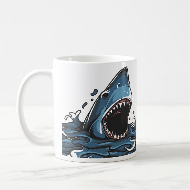 Taza De Café mugre de tiburón divertido (Izquierda)