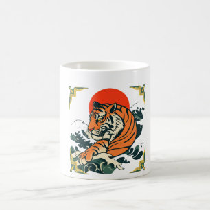Taza De Café Mugre de tigre japonés   Arte Samurai inspirado en