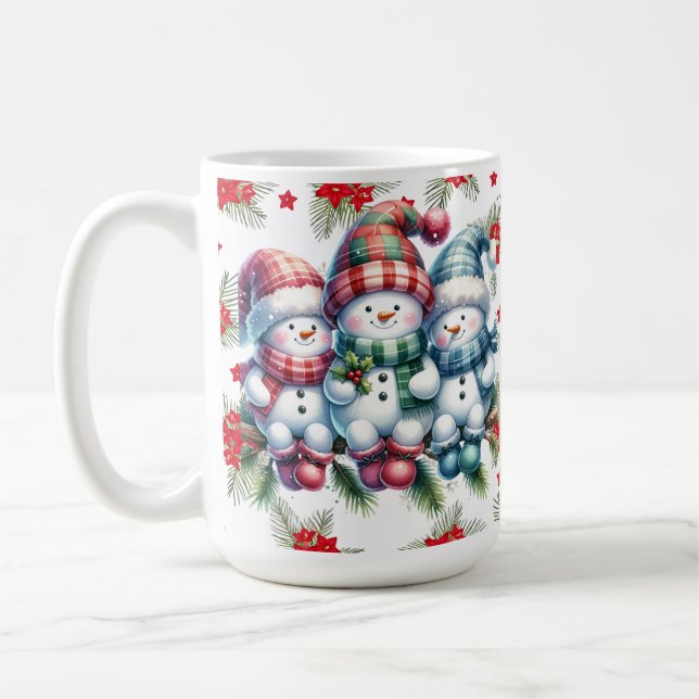 Taza De Café Mugre de vacaciones de la familia Snowman (Izquierda)