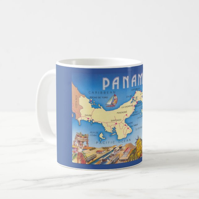 Taza De Café Mugre del mapa de Panamá (Anverso izquierdo)