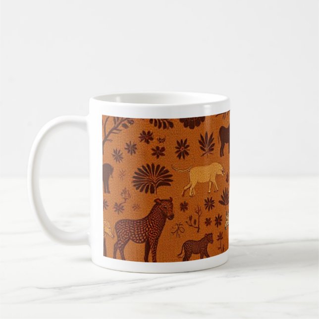 Taza De Café Mugre del patrón tribal de vida salvaje africano (Izquierda)
