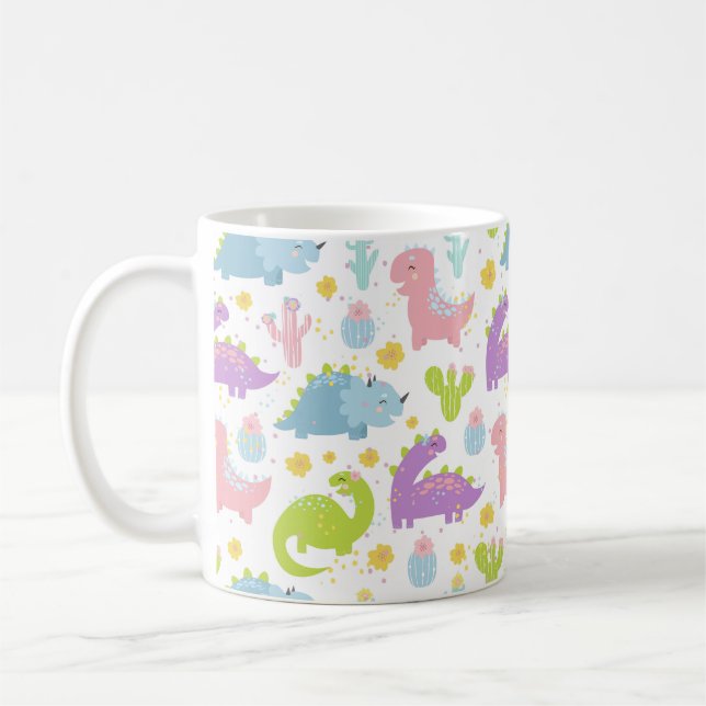 Taza De Café Mugre feliz de dinosaurios (Izquierda)