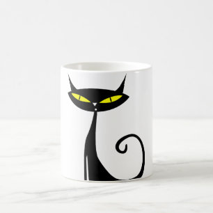 Taza De Café Mugre feliz de gato negro de Halloween