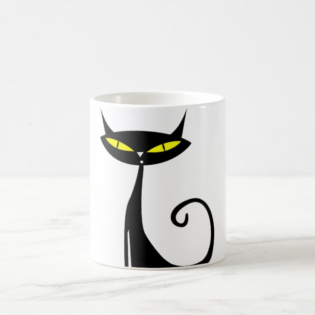 Taza De Café Mugre feliz de gato negro de Halloween (Centro)