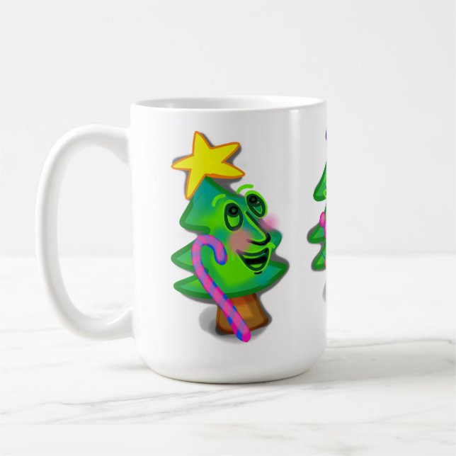 Taza De Café Mugre feliz de los árboles de Navidad (Izquierda)
