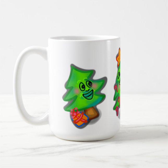 Taza De Café Mugre feliz de los árboles de Navidad (Izquierda)