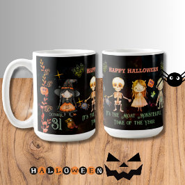 Taza De Café Mugre feliz de los monstruos de Halloween