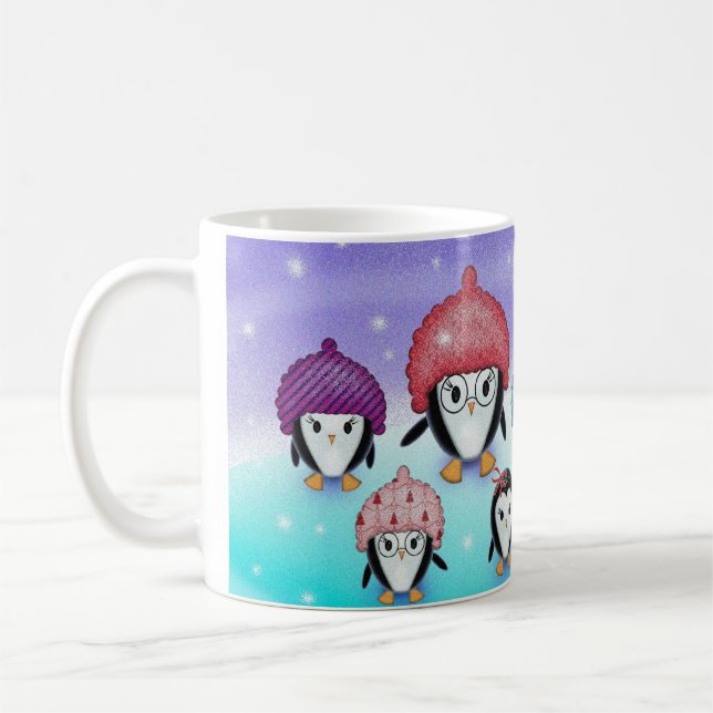 Taza De Café Mugre feriado de familia Pingüino (Izquierda)