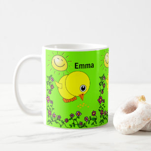 Taza De Café Mugre floral amarillo verde
