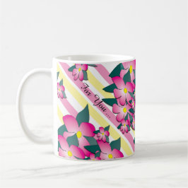Taza De Café Mugre floral brillante de color rosa caliente