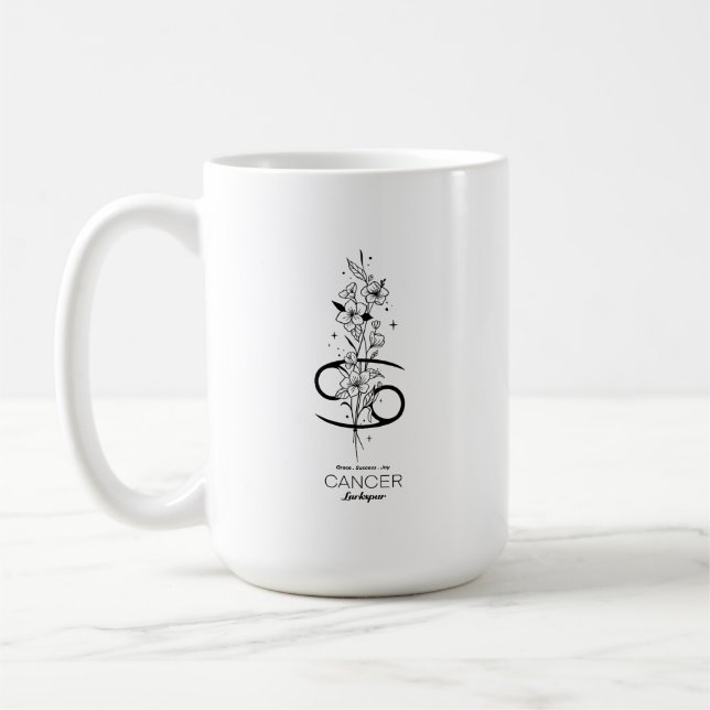 Taza De Café Mugre floral de signo de cáncer (Izquierda)