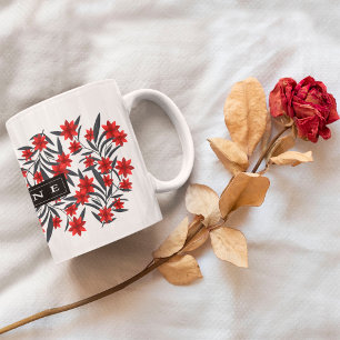 Taza De Café Mugre floral moderna con nombre