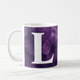 Taza De Café Mugre floral morado monogramado