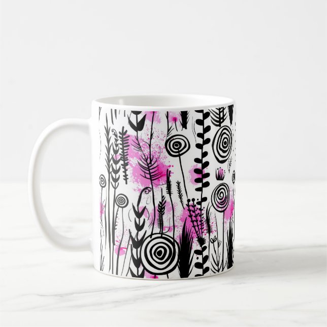 Taza De Café Mugre floral rosa (Izquierda)