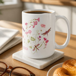 Taza De Café Mugre floral rosa personalizada