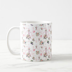 Taza De Café Mugre floral rosada minimalista