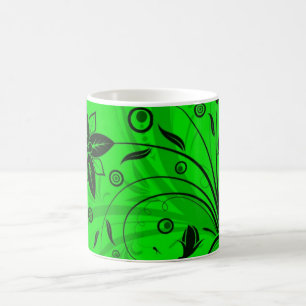 Taza De Café Mugre floral verde