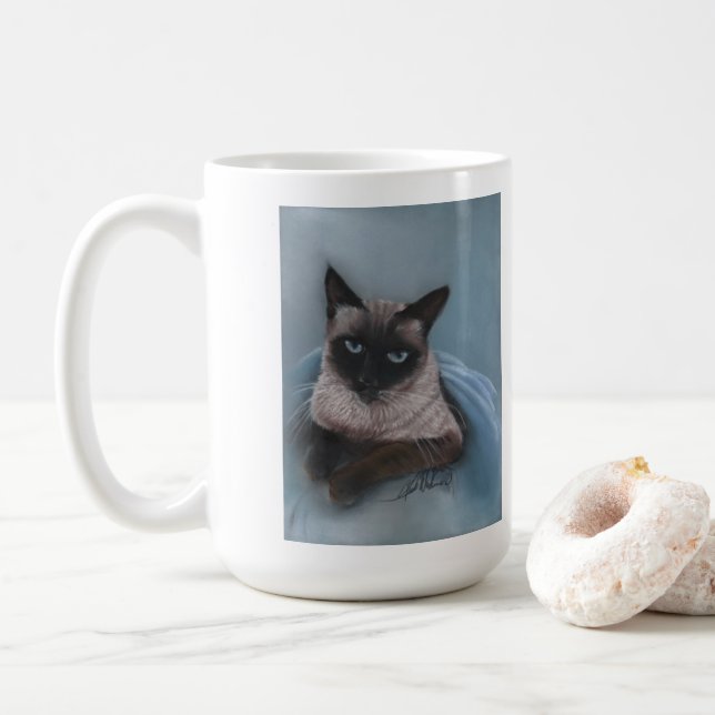 Taza De Café Mugre gata de Siamese (Con donut)