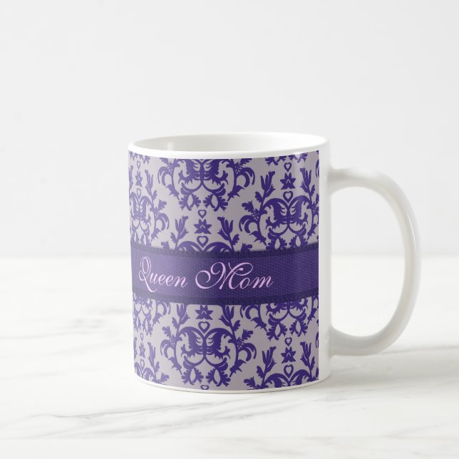 Taza De Café Mugre gris púrpura de la reina mamá (Derecha)