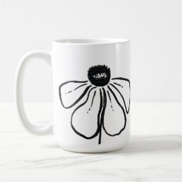 Taza De Café Mugre moderna de flores blancas y negras