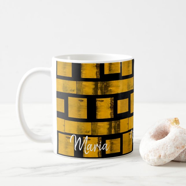 Taza De Café Mugre negra amarilla (Con donut)