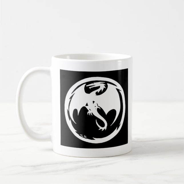 Taza De Café Mugre negra del Dragón Blanco (Izquierda)
