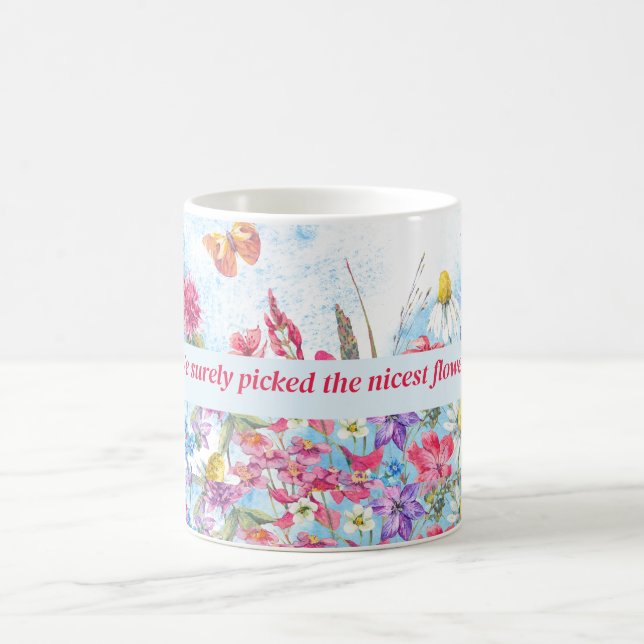 Taza De Café Mugre personalizada con mariposa floral de verano (Centro)