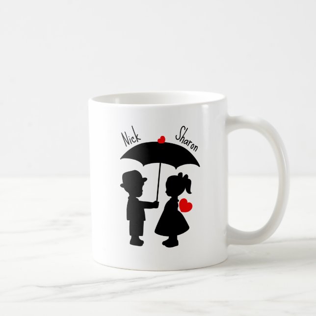 Taza De Café Mugre personalizada con nombre de pareja (Derecha)