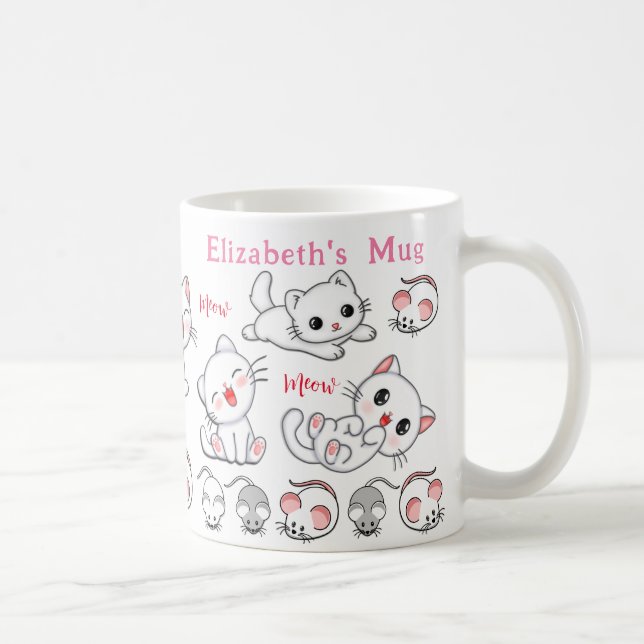 Taza De Café Mugre personalizada de gatitos y ratones (Derecha)
