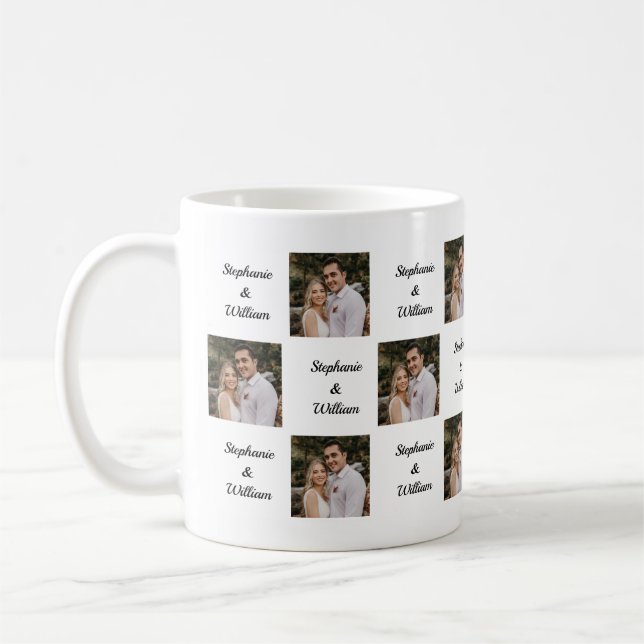 Taza De Café Mugre personalizada de patrones de foto y nombres (Izquierda)
