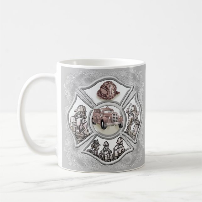 Taza De Café Mugre personalizado de bomberos cruzados de Malta (Izquierda)