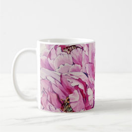 Taza De Café Mugre rosa con diseño floral