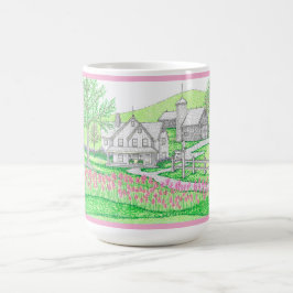 Taza De Café Mugre rosa de la granja de la mano de 15 oz