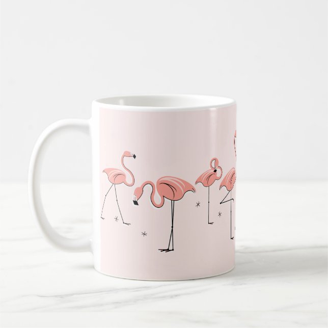 Taza De Café Mugre rosa de línea de flamencos (Izquierda)