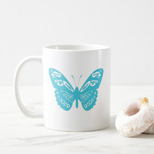 Taza De Café Mugre turquesa de mariposa sinusal personalizada