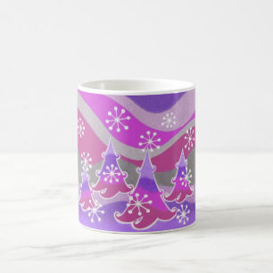 Taza De Café Mugre violeta de los árboles de invierno