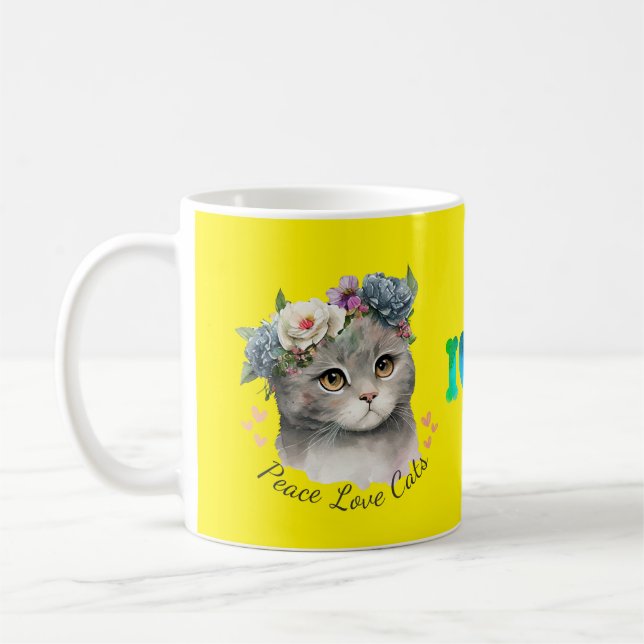 Taza De Café mugs classic Peace love cats (Izquierda)